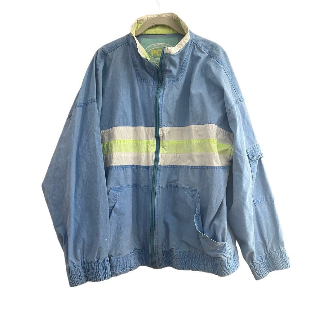 90's Vintage Pacific Coast Highway Jacket Blue Retro Full Zip Size-Large